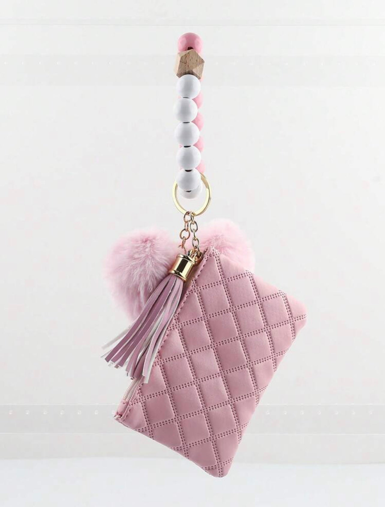 Pink wallet with wristlet