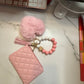 Pink wallet with wristlet